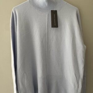 NWT French Connection Women's High Neck Center Seam Sweater Light Blue Size L
